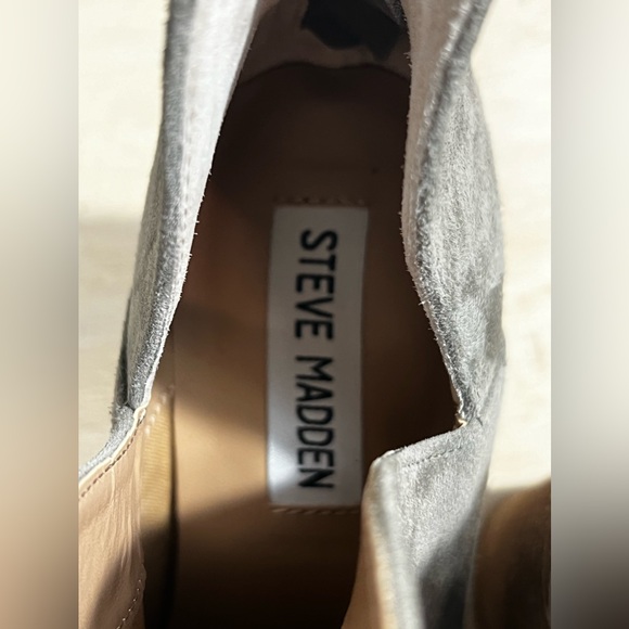 Steve Madden Boots Cedar Pointed Ankle Booties Heels Gray Leather 6.5 M New - Picture 10 of 11